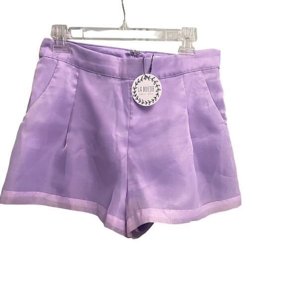 TCEC New Purple Lavender Spring Shorts Size Large Chiffon Overlay - Picture 1 of 5